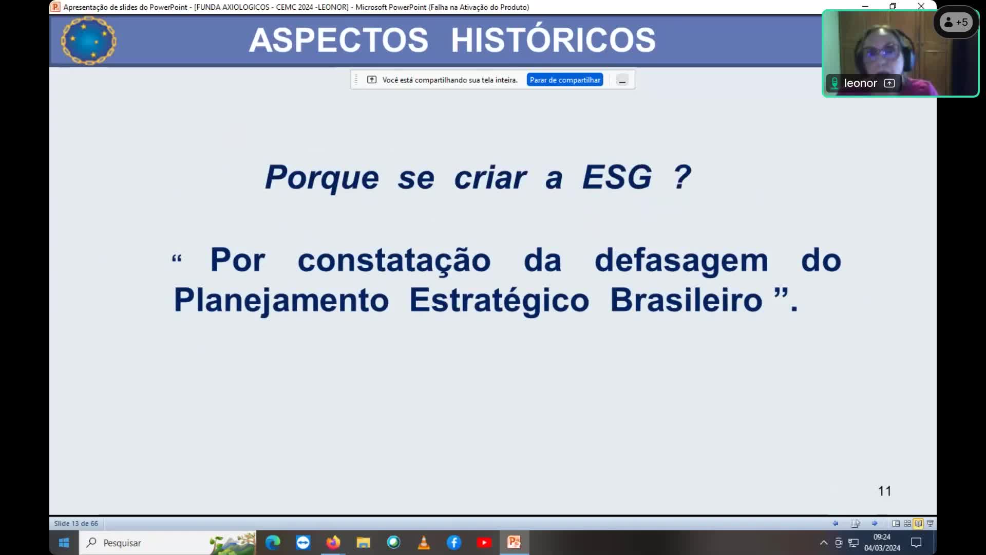 2.1.2 Fundamentos Axiológicos - Professora Leonor - Gravação da aula ao vivo -  04/03/2024 - Parte 2