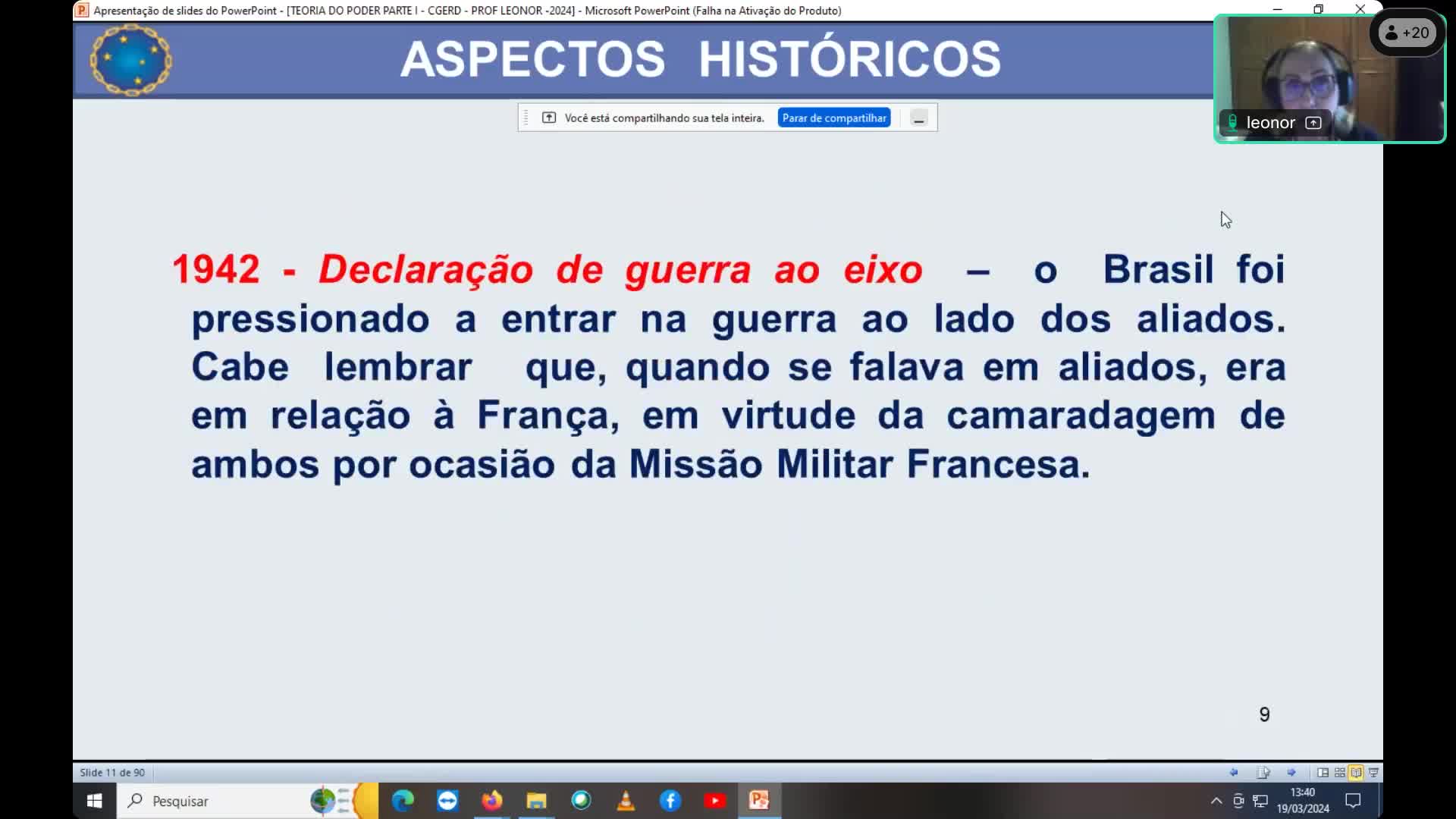 Aula Remota do CGERD  19 03 2024 - Profa Leonor - Parte 1