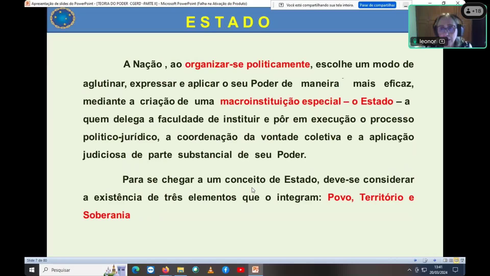 Aula Remota do CGERD  20 03 2024 - Profa Leonor - Parte 1